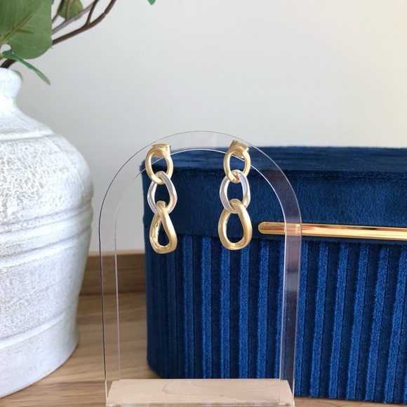 Lucky Brand Chain Link Earrings Gold and Silver - Picture 10 of 15